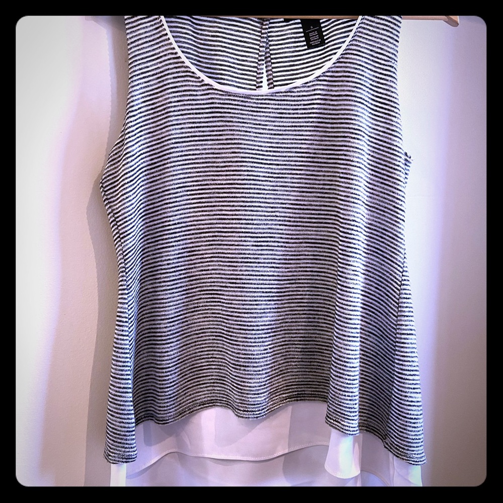 Layered Black & White sleeveless Tunic